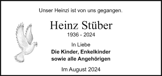 Traueranzeige von Heinz Stüber von Holsteinischer Courier
