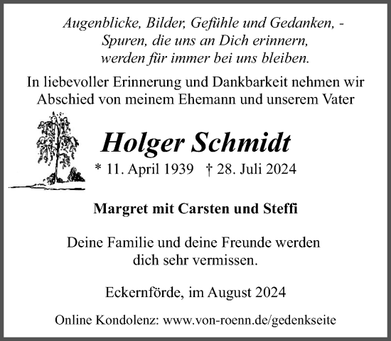 Traueranzeige von Holger Schmidt von Eckernförder Zeitung, Hallo Eckernförde