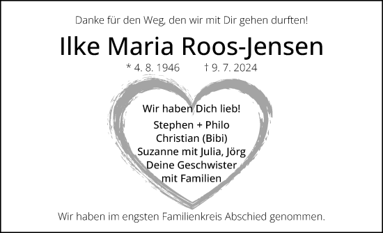 Traueranzeige von Ilke Maria Roos-Jensen von Der Insel-Bote