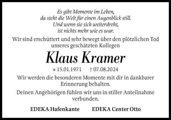 Traueranzeige von Klaus Kramer von Schleswiger Nachrichten, Schlei-Bote