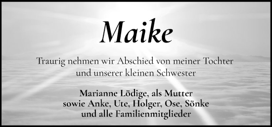 Traueranzeige von Maike Flauger von Sylter Rundschau