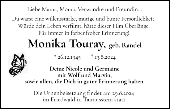 Traueranzeige von Monika Touray von Der Insel-Bote