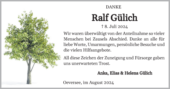 Traueranzeige von Ralf Gülich von Flensburger Tageblatt