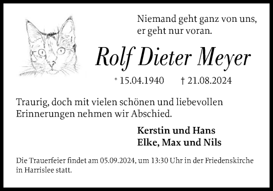 Traueranzeige von Rolf Dieter Meyer von Flensburger Tageblatt