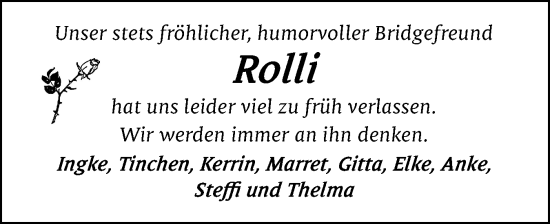Traueranzeige von Rolli  von Der Insel-Bote