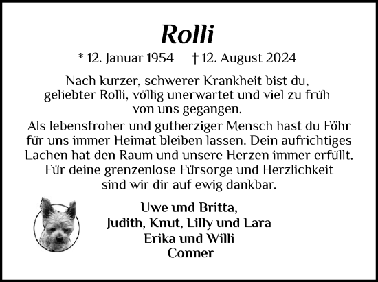Traueranzeige von Rolli  von Der Insel-Bote