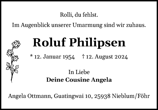 Traueranzeige von Roluf Philipsen von Der Insel-Bote