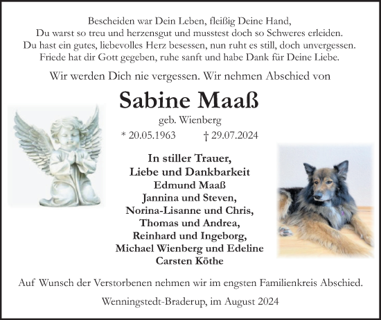 Traueranzeige von Sabine Maaß von Sylter Rundschau