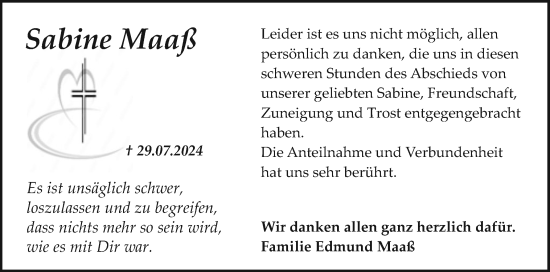 Traueranzeige von Sabine Maaß von Sylter Rundschau