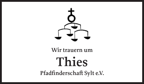Traueranzeige von Thies  von Sylter Rundschau