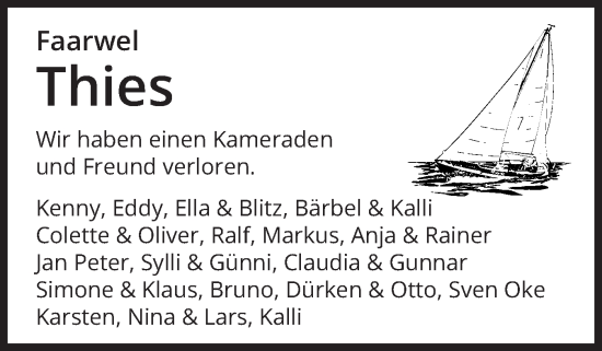 Traueranzeige von Thies  von Sylter Rundschau