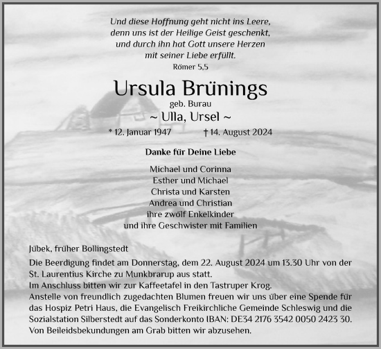 Traueranzeige von Ursula Brünings von Region Flensburg
