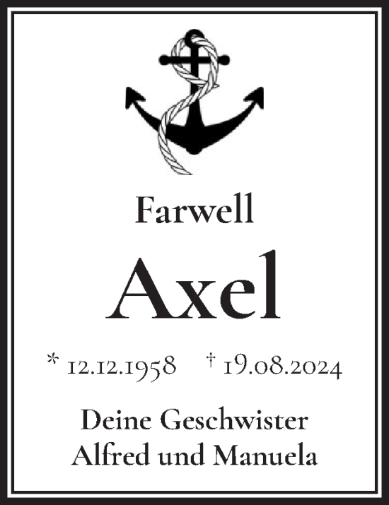 Traueranzeige von Axel Littfinski von Sylter Rundschau