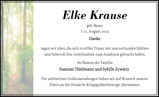 Traueranzeige von Elke Krause von Norddeutsche Rundschau, Wilstersche Zeitung, Glückstädter Fortuna