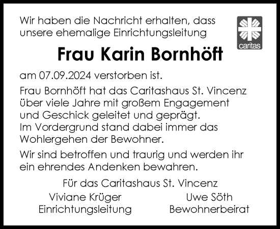 Traueranzeige von Karin Bornhöft von Schleswig-Holsteinische Landeszeitung
