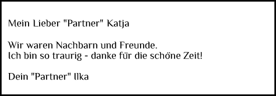 Traueranzeige von Katja  von Flensburger Tageblatt