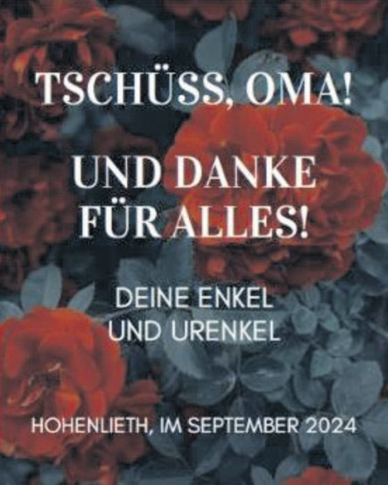 Traueranzeige von Oma  von Eckernförder Zeitung, Hallo Eckernförde