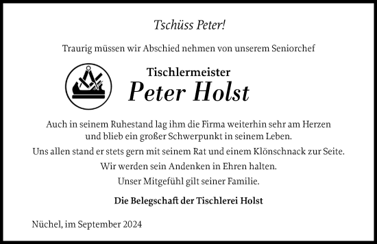 Traueranzeige von Peter Holst von Ostholsteiner Anzeiger