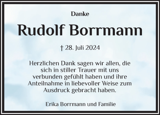 Traueranzeige von Rudolf Borrmann von Flensburger Tageblatt
