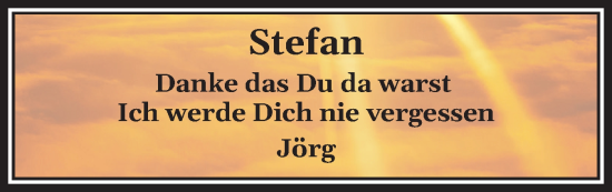 Traueranzeige von Stefan  von Flensburger Tageblatt