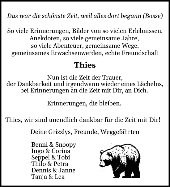 Traueranzeige von Thies  von Sylter Rundschau