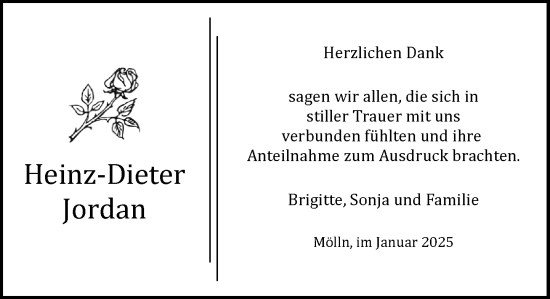 Traueranzeige von Heinz-Dieter Jordan von MARKT Ratzeburg/ Mölln