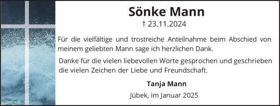 Traueranzeige von Sönke Mann von Schleswiger Nachrichten, Schlei-Bote
