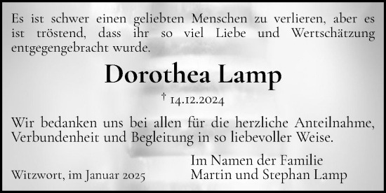 Traueranzeige von Thea Lamp von Husumer Nachrichten, Nordfriesland Tageblatt