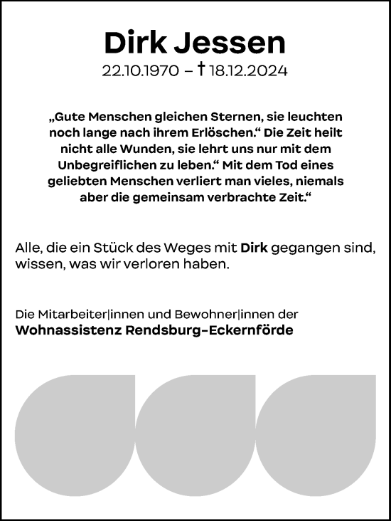 Traueranzeige von Dirk Jessen von Eckernförder Zeitung, Hallo Eckernförde