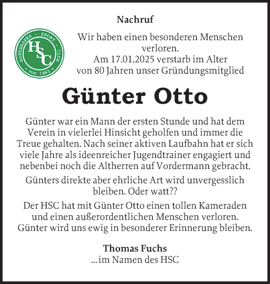 Traueranzeige von Günter Otto von Norddeutsche Rundschau, Wilstersche Zeitung, Glückstädter Fortuna