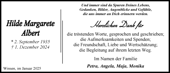 Traueranzeige von Hilde Margarete Albert von Umschau