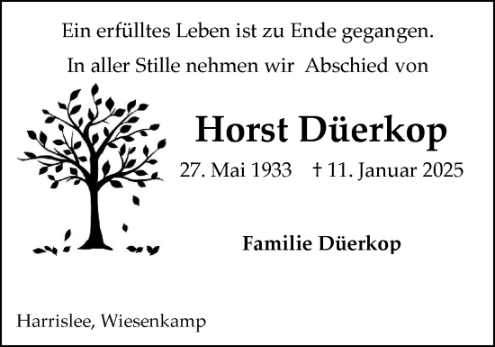 Traueranzeige von Horst Düerkop von Die WochenSchau Gesamtausgabe