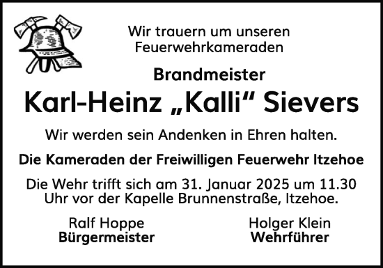 Traueranzeige von Karl-Heinz Sievers von Norddeutsche Rundschau, Wilstersche Zeitung, Glückstädter Fortuna