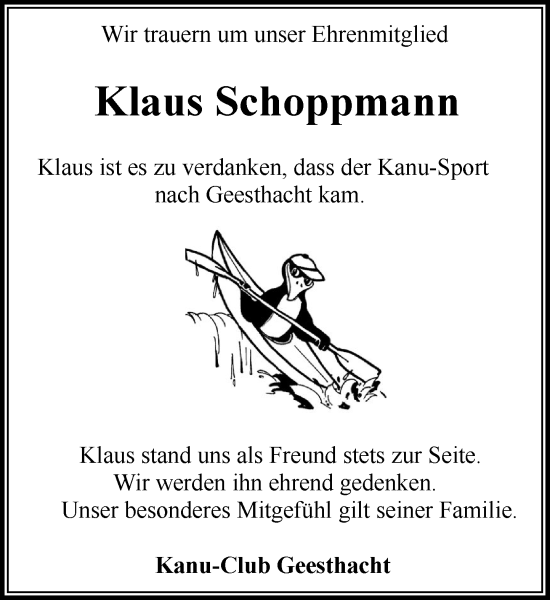 Traueranzeige von Klaus Schoppmann von Wochenend Anzeiger