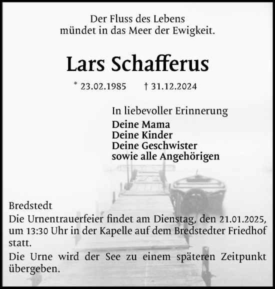Traueranzeige von Lars Schafferus von Die WochenSchau Gesamtausgabe