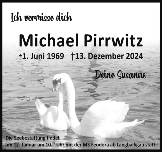 Traueranzeige von Michael Pirrwitz von Flensburger Tageblatt