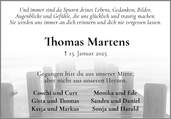 Traueranzeige von Thomas Martens von Wedel-Schulauer Tageblatt, tip Wedel-Schulauer Tageblatt, tip Rissener Rundschau
