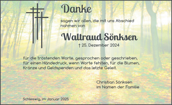 Traueranzeige von Waltraud Sönksen von Region Flensburg