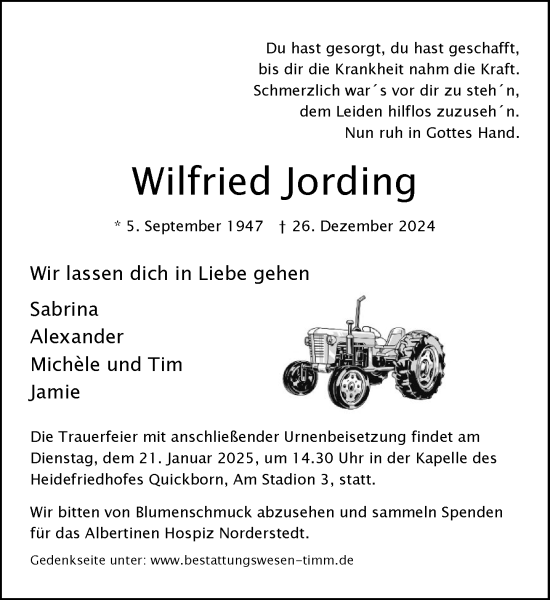 Traueranzeige von Wilfried Jording von Umschau