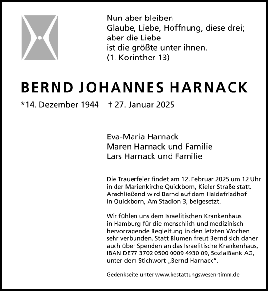 Traueranzeige von Bernd Johannes Harnack von Umschau