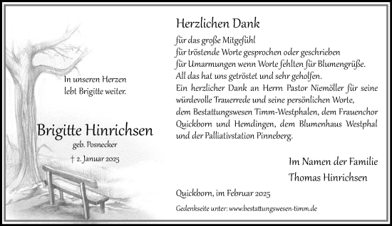 Traueranzeige von Brigitte Hinrichsen von Umschau
