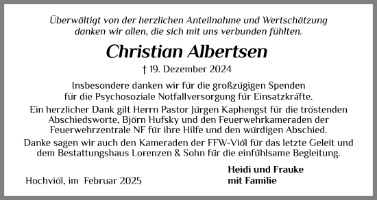 Traueranzeige von Christian Albertsen von Region Flensburg
