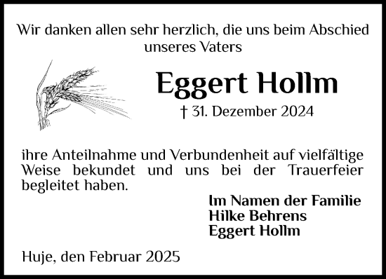 Traueranzeige von Eggert Hollm von Norddeutsche Rundschau, Wilstersche Zeitung, Glückstädter Fortuna