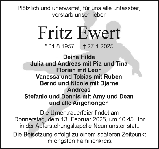 Traueranzeige von Fritz Ewert von Holsteinischer Courier