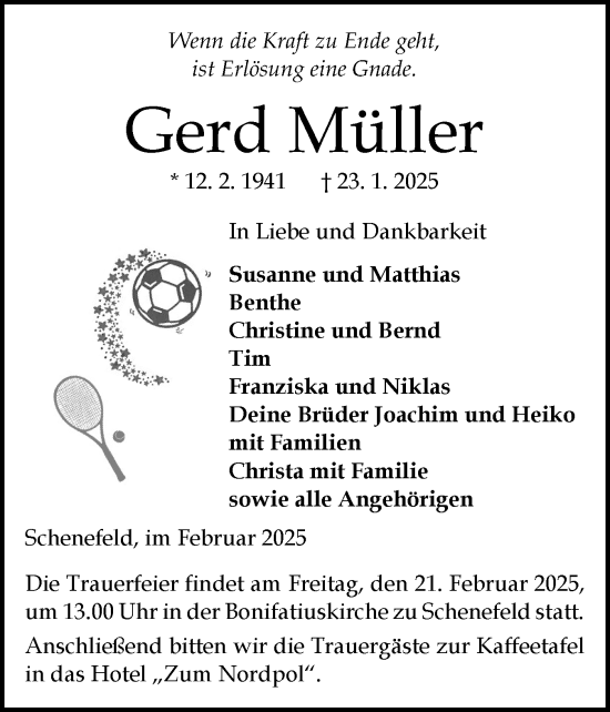 Traueranzeige von Gerd Müller von Norddeutsche Rundschau, Wilstersche Zeitung, Glückstädter Fortuna