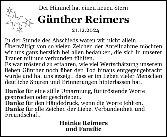 Traueranzeige von Günther Reimers von Norddeutsche Rundschau, Wilstersche Zeitung, Glückstädter Fortuna