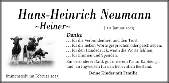 Traueranzeige von Hans-Heinrich Neumann von Husumer Nachrichten, Nordfriesland Tageblatt