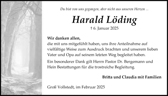Traueranzeige von Harald Löding von Schleswig-Holsteinische Landeszeitung