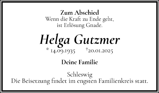 Traueranzeige von Helga Gutzmer von Die WochenSchau Gesamtausgabe
