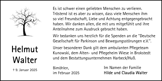 Traueranzeige von Helmut Walter von Umschau